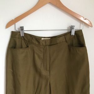 Peck & Peck Silk Moss Green Dress pant Capri 8P
